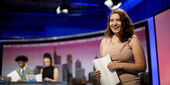 Image of students inside the TUTV studio.