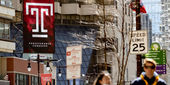 A Temple spring campaign ad on a Philadelphia street.