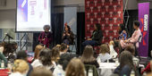 Image of the panel members at Tuesday night’s Campus Conversations event.