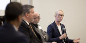 Jennifer Griffin and others speak at a Chamber of Commerce forum.