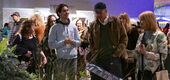 A Temple student presenting the exhibit at the 2025 Philadelphia Flower Show