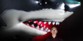 Michael Klein in the jaws of a shark