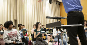 Image of the concert choir rehearsing.