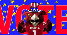 A graphic Hooter with "Vote" in the background