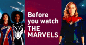 Image of the three superheroes from The Marvels.