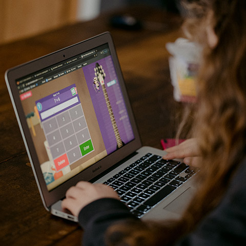 Student working at a computer