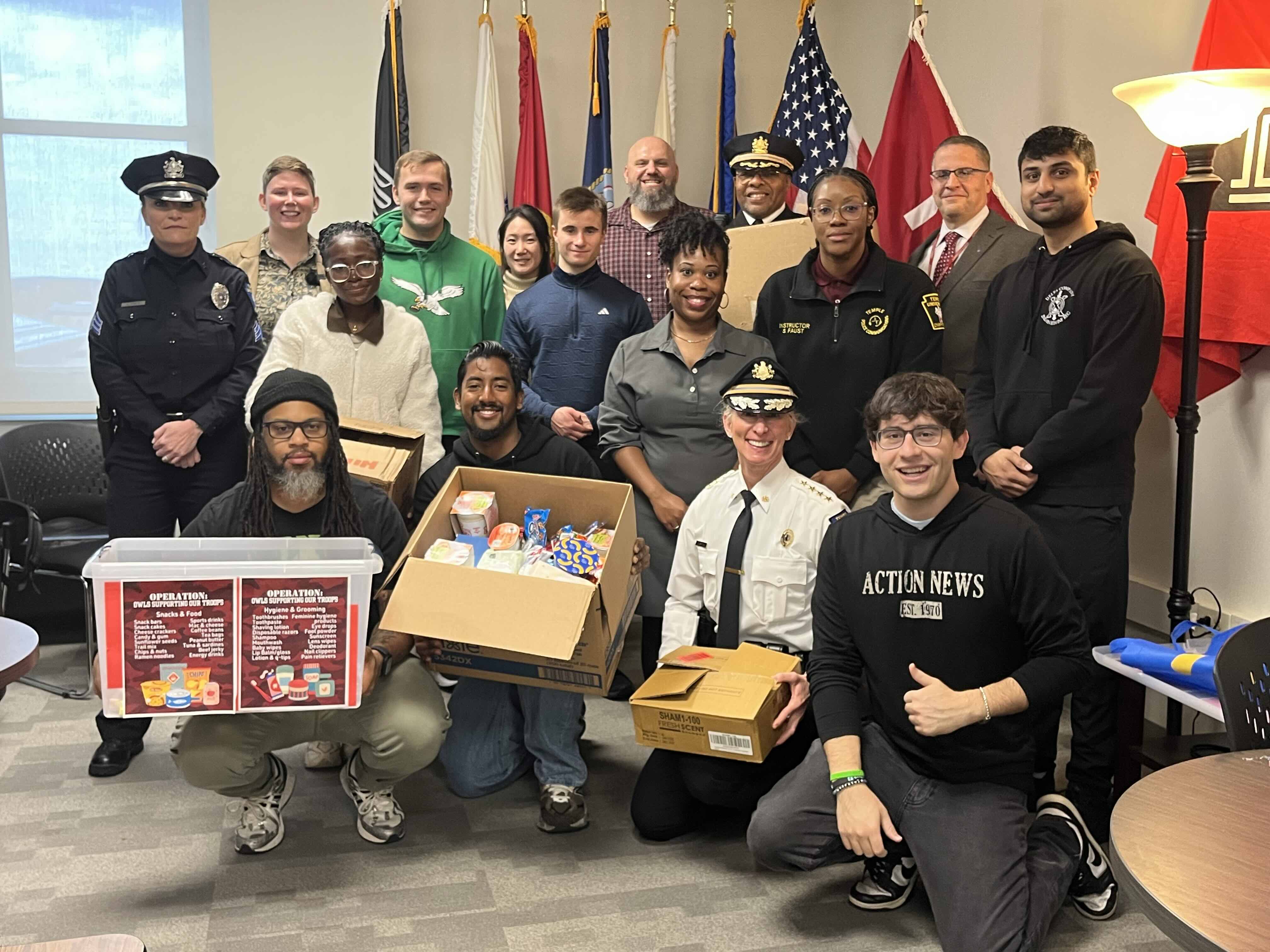 Operation: Owls Supporting Owls sought to collect personal‐care items and other comfort goods for active‐duty military students studying at Temple.