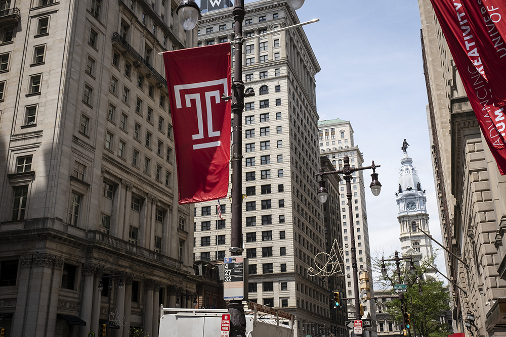 Philadelphia with Temple Flags